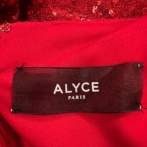 Alyce Paris One Shoulder Sequin Gown Open Back Red Size 12 New - Picture 9 of 13